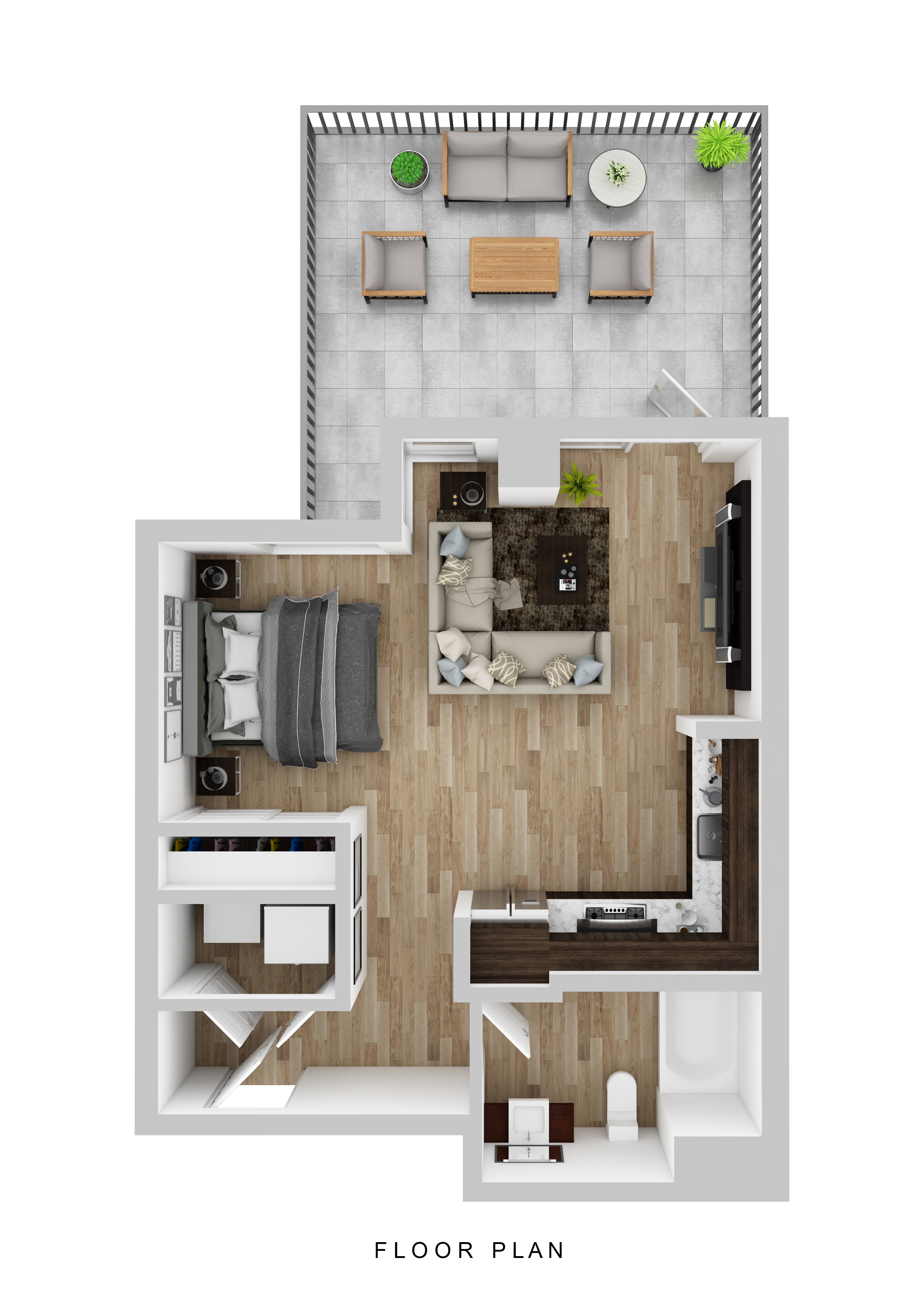 Floor plan for studio, 1 bath, 568 sqft